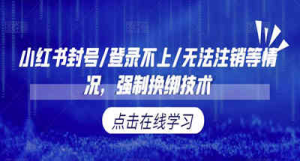 小红书封号/登录不上/无法注销等情况，强制换绑技术【揭秘】-副业吧创业