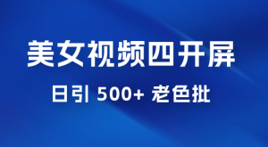 抖音美女视频四开屏玩法：发一个爆一个，日引 500+ 老色批-副业吧创业