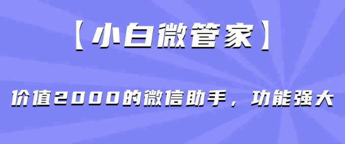 【小白微管家】价值2000的微信助手，功能强大-副业吧创业