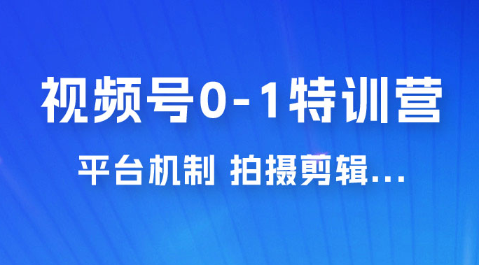 视频号 0-1 特训营：平台机制、拍摄剪辑、内容创作、爆款公式，实战案例分享-副业吧创业