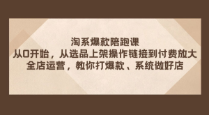 淘系爆款陪跑课：从选品上架操作链接到付费放大、全店运营、打爆款、系统做好店-副业吧创业