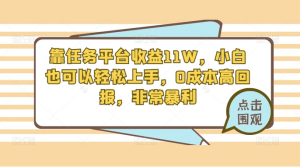 靠任务平台收益 11W，小白也可以轻松上手，0 成本高回报，非常暴利【揭秘】-副业吧创业