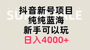 抖音新号项目，蓝海赛道，必须是新账号，日入 4000+-副业吧创业