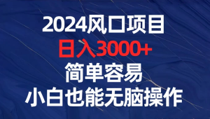 2024 风口项目，日入 3000+，简单容易，小白也能无脑操作-副业吧创业