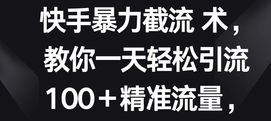 快手暴力截流术，教你一天轻松引流100＋精准流量，当天做当天见效果-副业吧创业