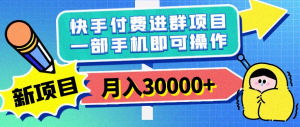 快手付费进群项目，月入30000+，多层次变现，一部手机即可操作-副业吧创业