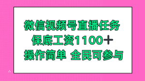 微信视频号直播任务，保底工资1100+，全民可参与-副业吧创业