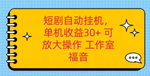 红果短剧自动挂机，单机日收益30+，可矩阵操作，附带（脚本软件）+养机全流程-副业吧创业