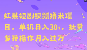 红果短剧撸米，无脑挂JI项目，单机日入30米，可批量复制操作-副业吧创业